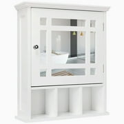 Ktaxon Wall Mounted Bathroom Cabinet Medicine Cabinet Storage Cabinet Organizer with Mirror Door and Adjustable Shelf, White