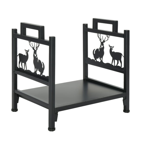 Ktaxon Firewood Log Rack, Wrought Iron Wood Lumber Storage Holder for Fireplace, Heavy Duty Log Storage Bin for Firepit Stove Accessories