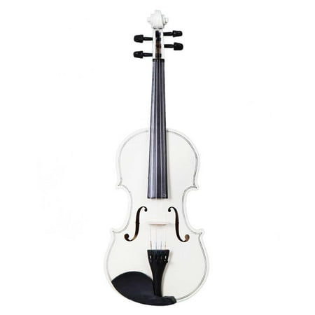 Ktaxon White 4/4 Size Handcrafted Solid Wood Violin with case for Adult, White