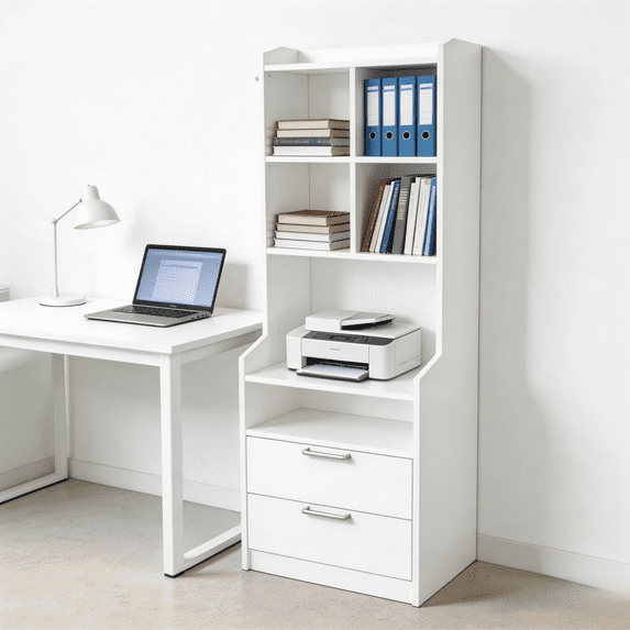 Ktaxon Wood 2 Drawer File Cabinet with Charging Station Shelves Dresser Office Cabinet, Filing Cabinet with Socket, Printer Stand with Storage Shelves for Home Office Study