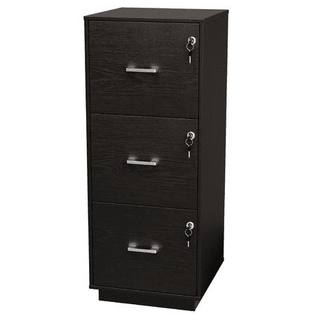 Ktaxon Wood 3-Drawer Lateral File Cabinet with Lock for Home Office, Lockable Filing Cabinet, Easy to Assemble, Black