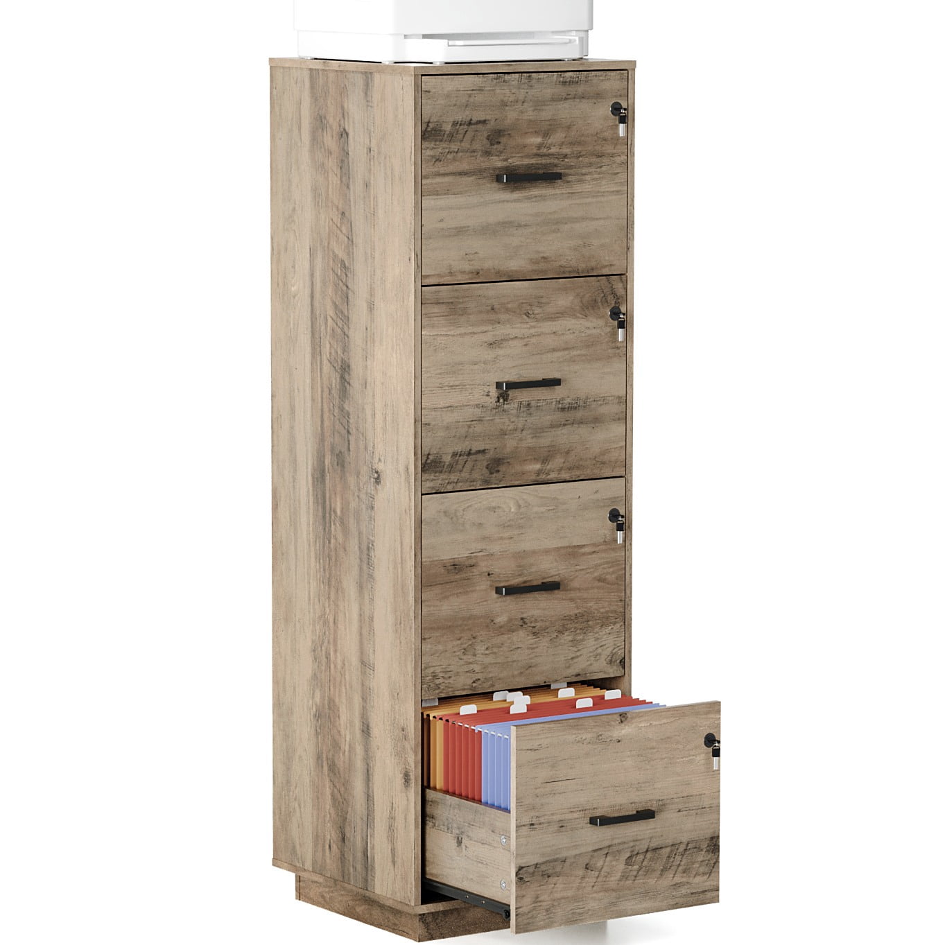 Ktaxon Wood Lateral File Cabinet with Lock for Home Office, Lockable Filing Cabinet, Easy to Assemble, Gray