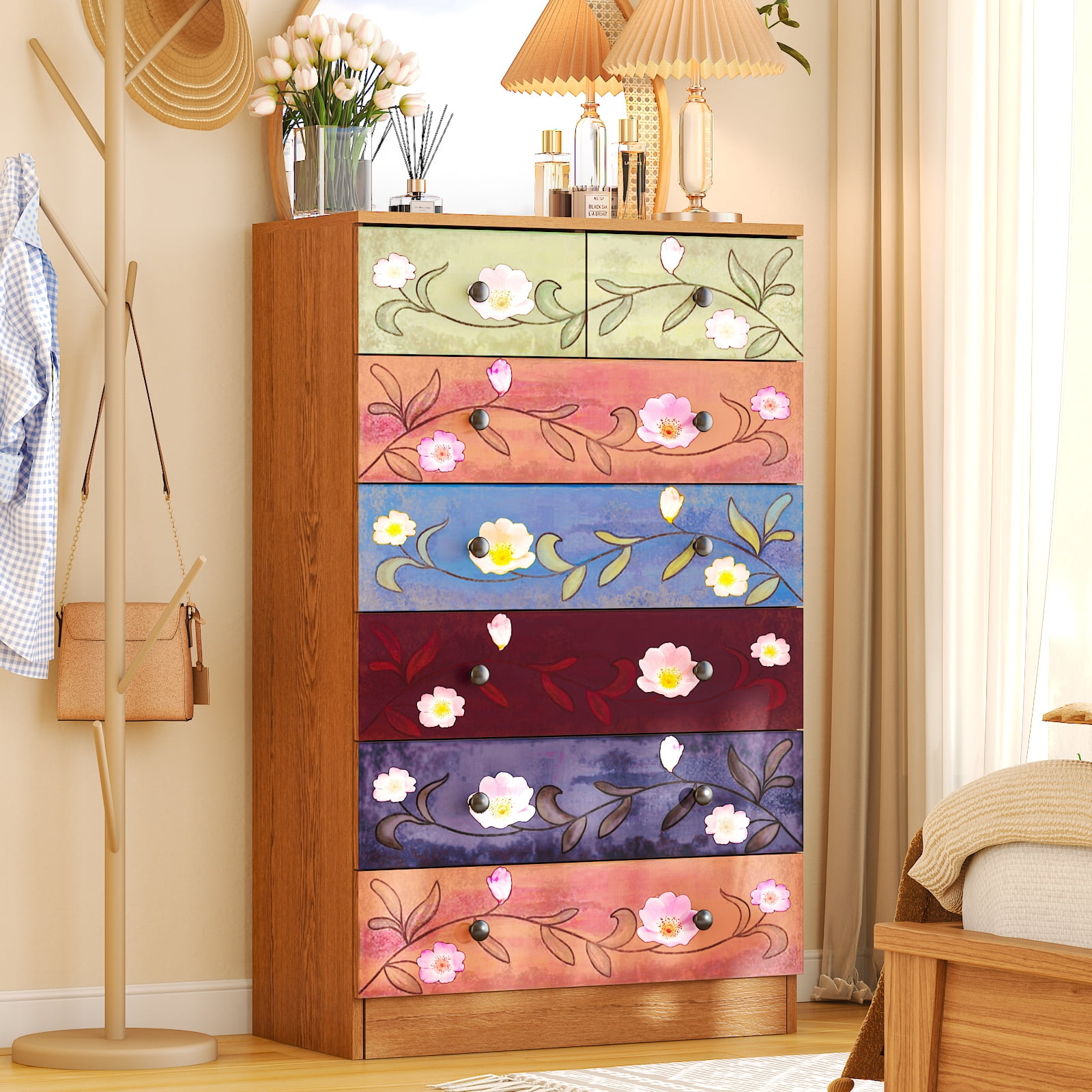 Ktaxon Wood 7-Drawer Dresser Tall Chest Organizer Unit with Wood