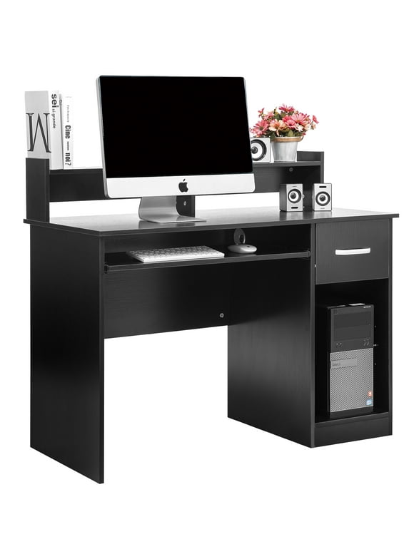 Ktaxon Wood Computer Desk Office Black Laptop PC Work Table Home Drawer & Keyboard Tray