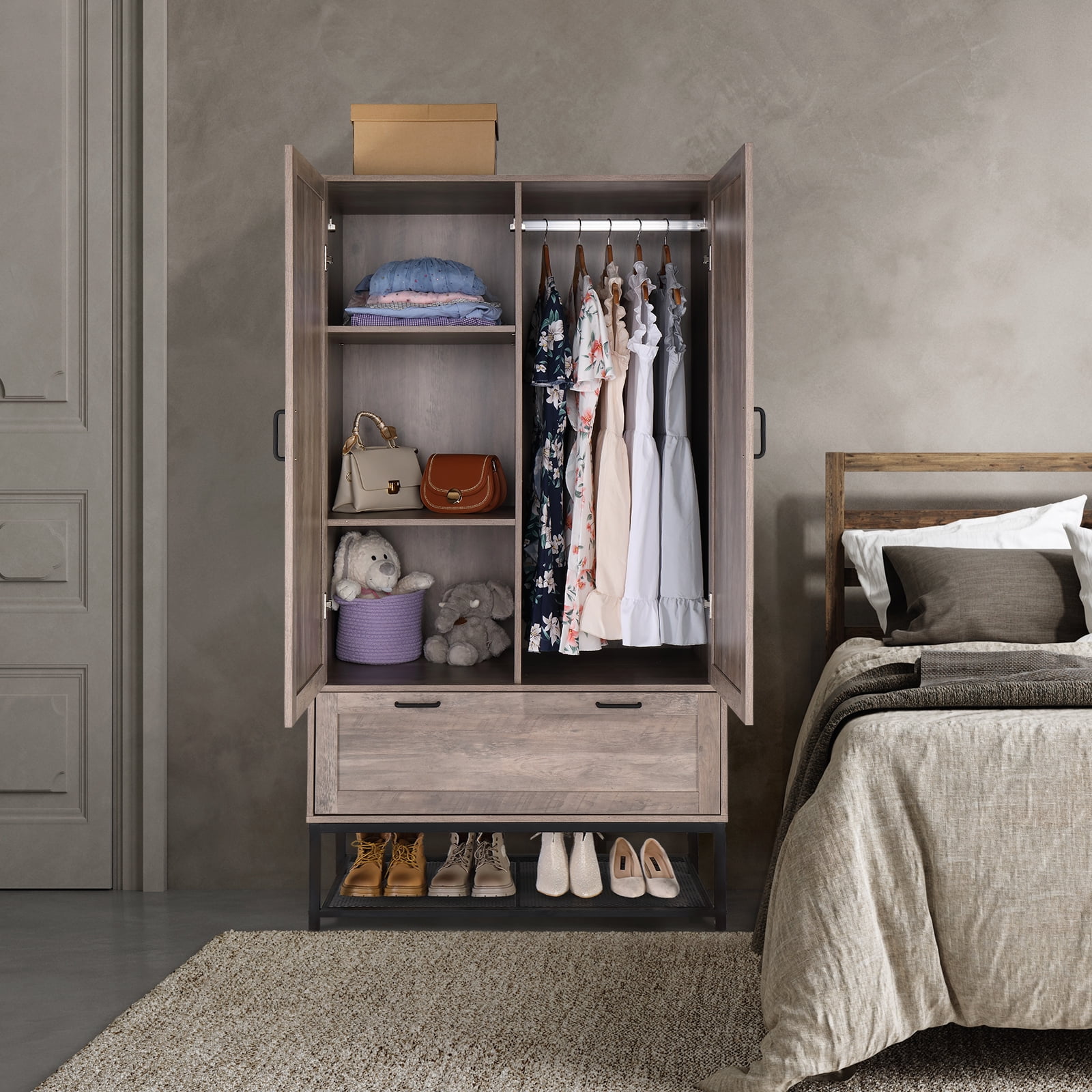 Ktaxon-Wood-Family-Wardrobe- Ktaxon-Wood-Family-Wardrobe-