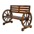 thumbnail image 1 of Ktaxon Wood Garden Bench Patio Rustic Fir Wood Wagon Wheel Bench, Outdoor Wooden Bench for Outdoors, Wooden Loveseat, Brown, 1 of 13
