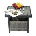 thumbnail image 1 of Ktaxon Woode Side Table, Patio Wooden Conversation Table with Umbrella Hole,  Storage Space, Square PE Rattan End Table for Patio Garden Poolside Deck, Grey, 1 of 10