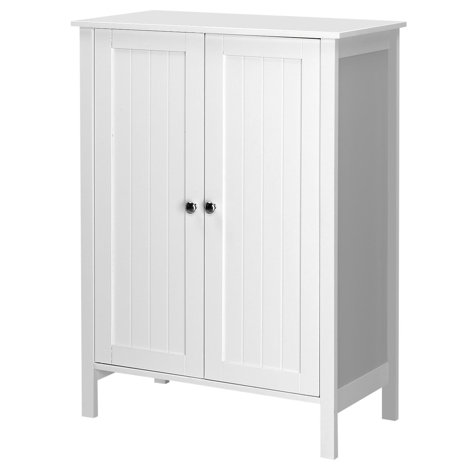 FCH Ktaxon Bathroom Floor Cabinet Storage with 2 Doors and Adjustable Shelves, White Finish