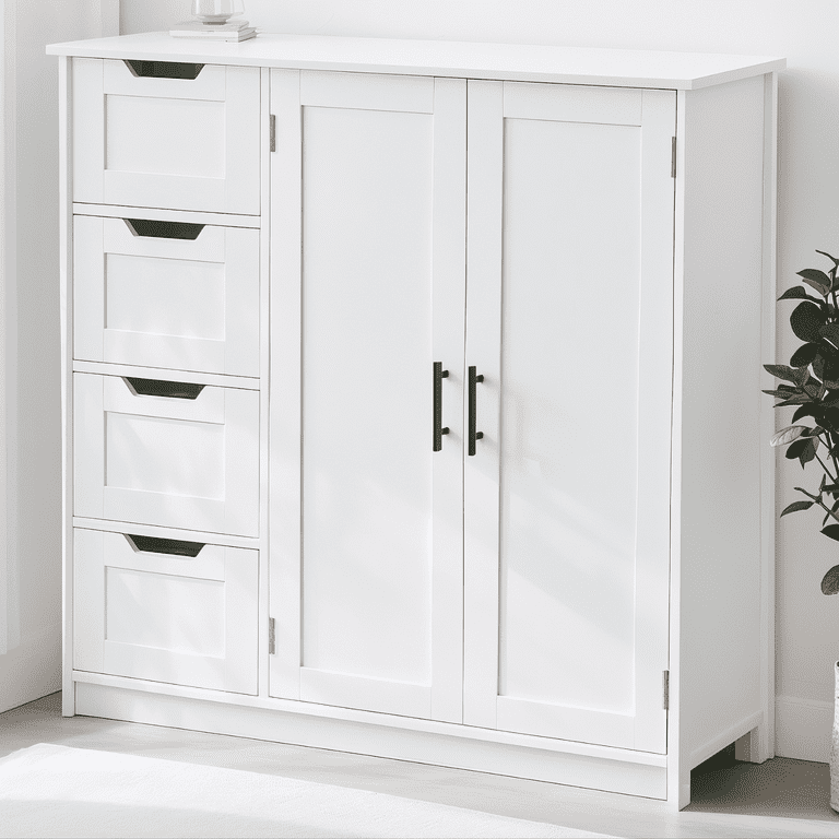 いラインアップ Ktaxon Wooden Bathroom Cabinet, 4 Drawers, 1 Cupboard, Free チェスト・タンス