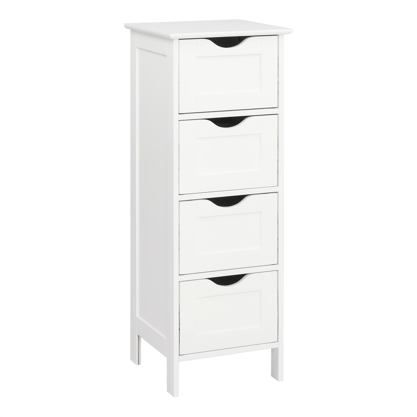 Bathroom 4 Drawer Cabinet Storage Cupboard Wooden White Unit By Home  Discount