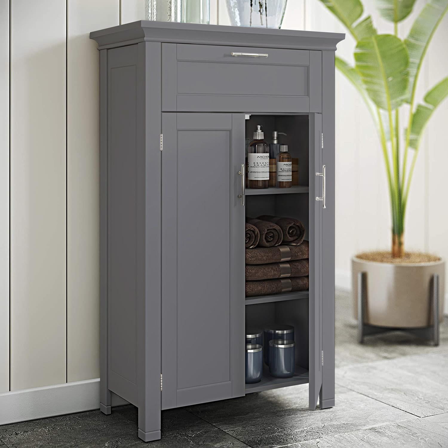 Ktaxon Wooden Bathroom Floor Storage Cabinet Cupboard Sideboard Storage ...