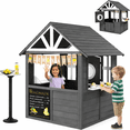 thumbnail image 1 of Ktaxon Wooden Outdoor Playhouse Lemonade Stand w/ Split Door, Pretend BBQ Grill Set, 50pcs Accessories, Ages 3-8, Gray, 1 of 10