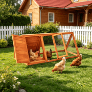 Ktaxon Wooden Poultry Cage, 50 Small Animal & Chicken House, Brown Outdoor Habitat