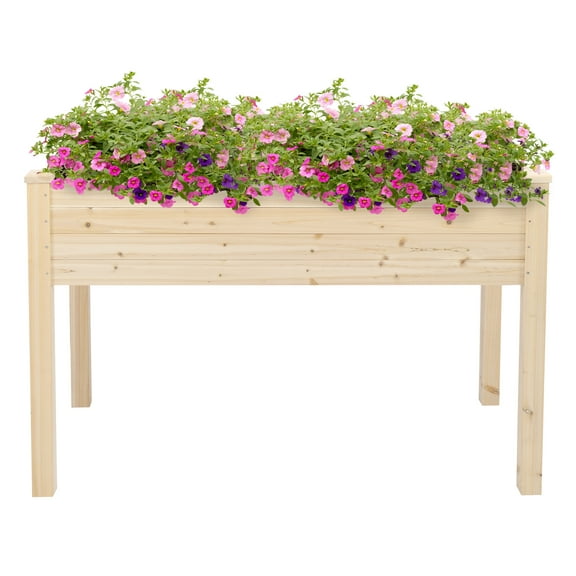 Ktaxon Wooden Raised Garden Bed Elevated Planter Box Stand for Vegetable,Flower - Burlywood