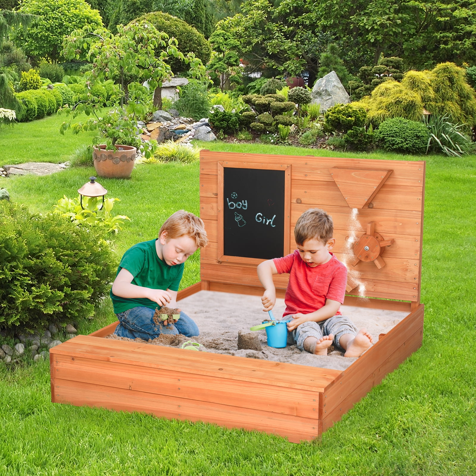 Childrens wooden on sale sandpit