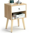 thumbnail image 1 of Ktaxon Wooden Night Stand Side End Table Storage Shelf with One Drawer Night Stand Sets of 1, Oak, 1 of 8