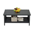 thumbnail image 1 of Ktaxon X-Large Outdoor Wicker Coffee Table with Tempered Glass Top and Storage, Black, 1 of 8