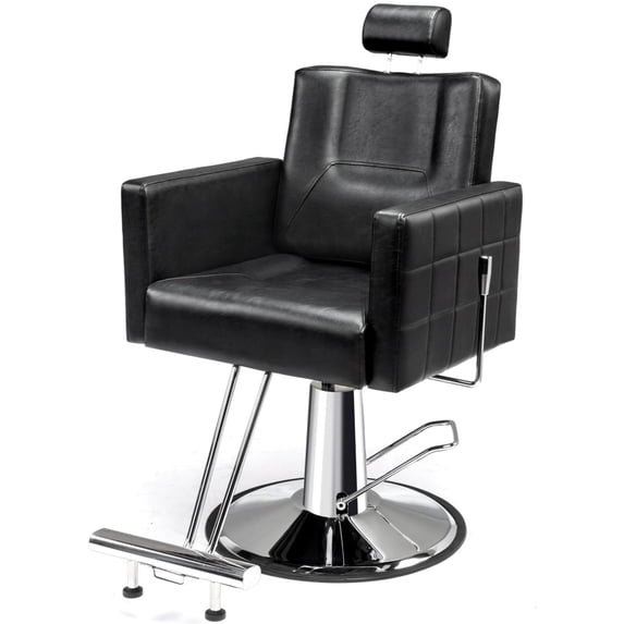 KtaxonHydraulic Barber Chair, 330 lbs Heavy Duty Capacity Reclining Salon Stool, Black Leather