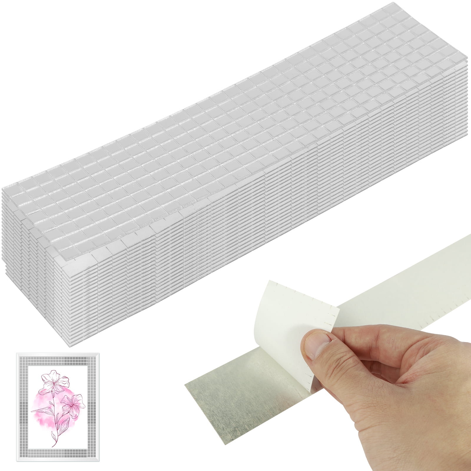Ktcina 9600Pcs Self Adhesive Mosaic Tiles Square Glass Mirror Mosaics