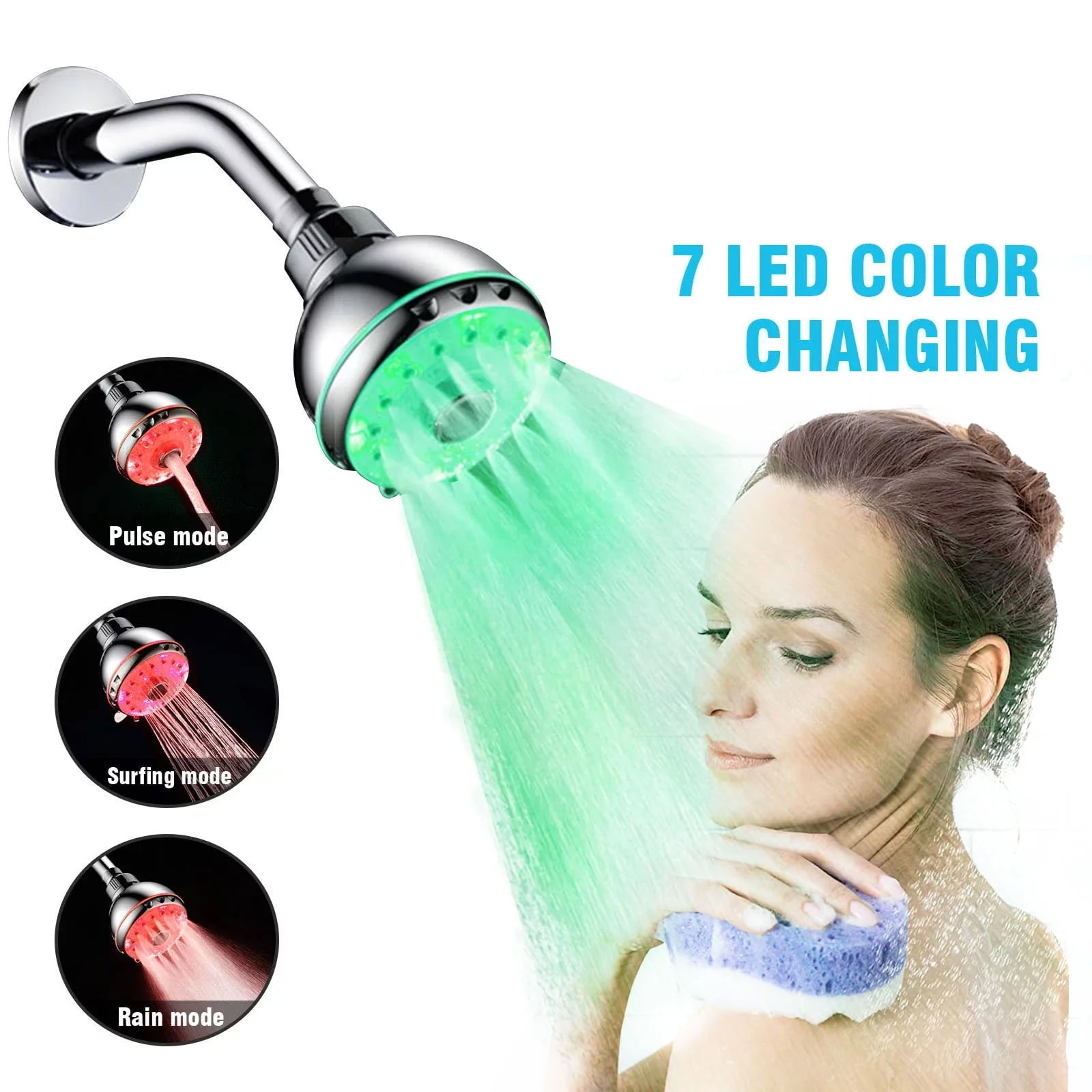 Ktcina LED Shower Head, 7 Colors Automatically Changing Led Shower Head