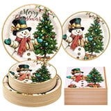 Ktinnead 200 pcs Christmas Paper Plates and Napkins Merry Christmas ...