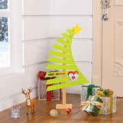 Ktinnead 2ft Tabletop Christmas Tree Whimsical Xmas Tree Wood Christmas Decorations,Wooden Christmas Holiday Decorations for Winter Home Mantel Porch Party, Lime Green