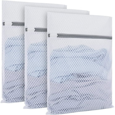 Ktinnead 3 Pack Laundry Bags Mesh Wash Bags, Mesh Storage Bags with Zipper,Delicates Laundry Bag for Washing Machines Reusable Mesh Wash Bags, 12 x 16 inch