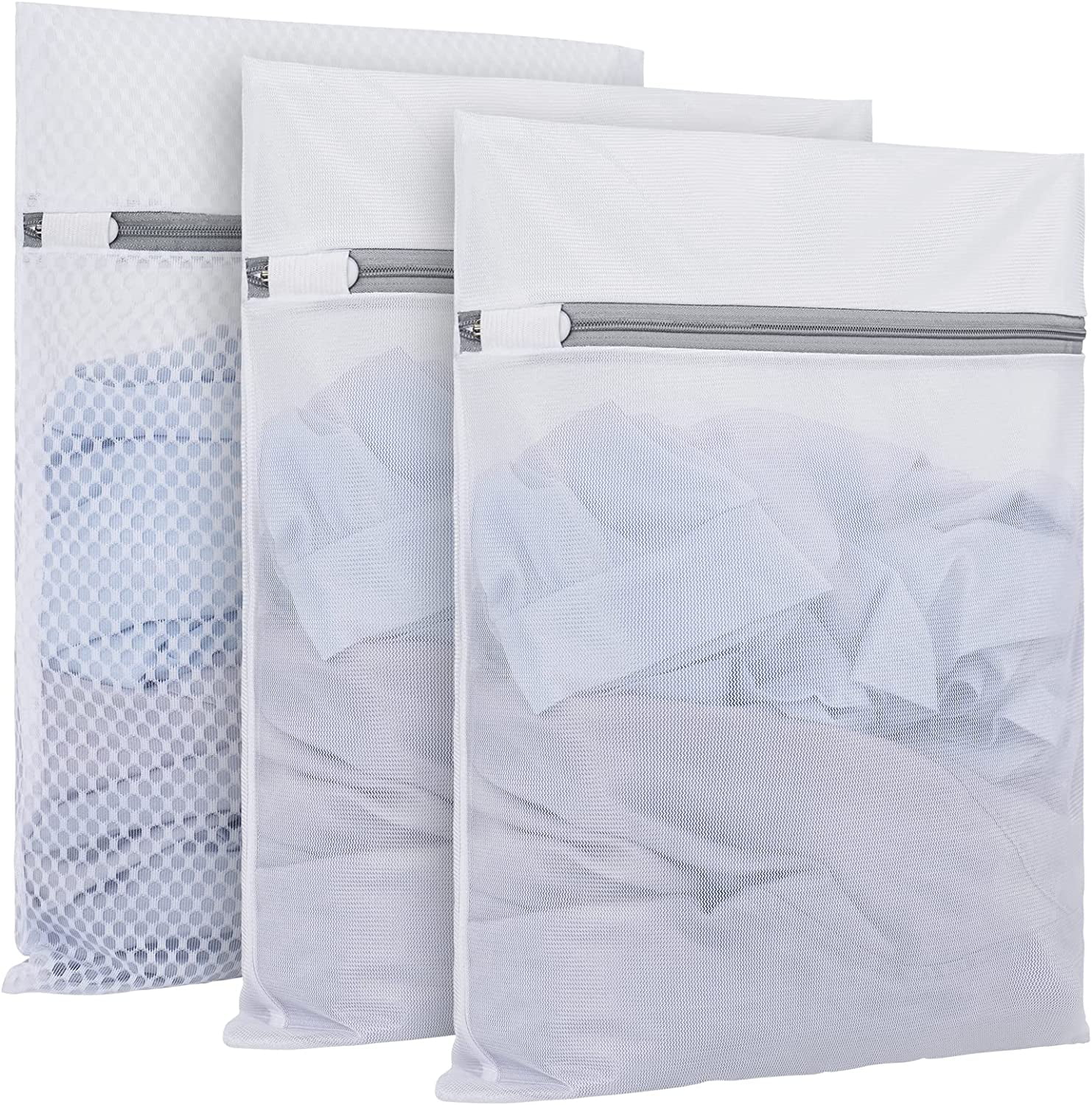 Ktinnead 3 Pack Mesh Laundry Bags for Delicates, with AntiRust Zipper, 12 x 16 inch