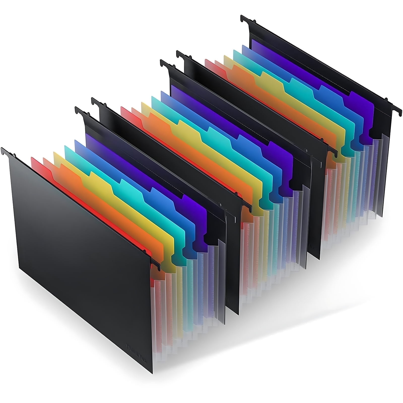 Ktinnead 3 Pack Expanding Hanging File Folders for Filing Cabinet 7 Pockets Accordian Dividers Folder Multi-Color Tabs Large Capacity Hanging Organizer Letter Size for Office Home