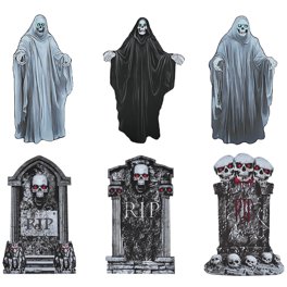6-Pack Halloween Tombstone Decorations - 16.5" Realistic Graveyard Signs With Stakes, Outdoor Scary Yard Decor For Haunted House