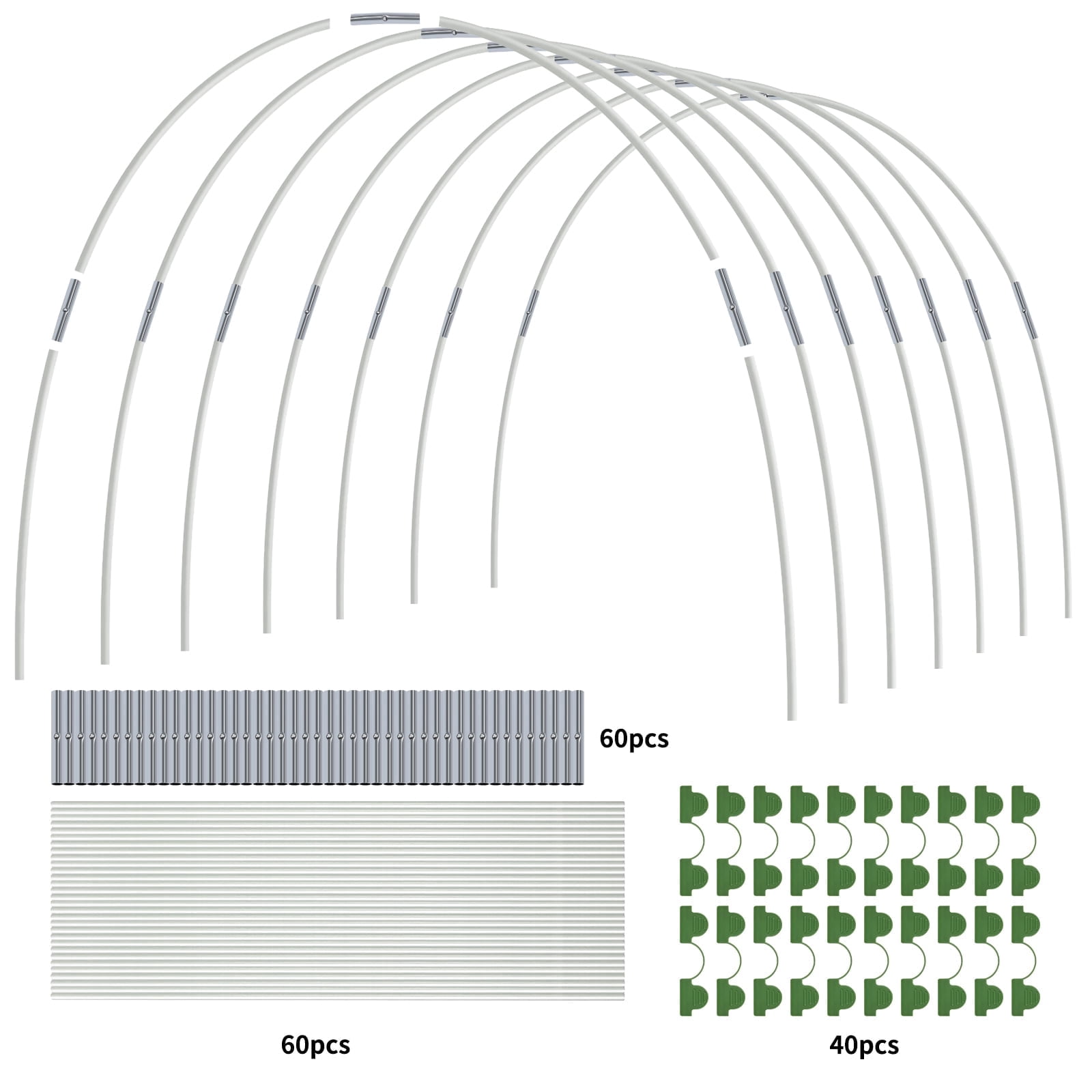 Ktinnead 60 pcs Garden Hoops for Raised Beds, Greenhouse Hoops Kit Grow Tunnel, Rust-Free Fiberglass Garden Support Poles for Insect Mesh Netting Freeze Plant Cover