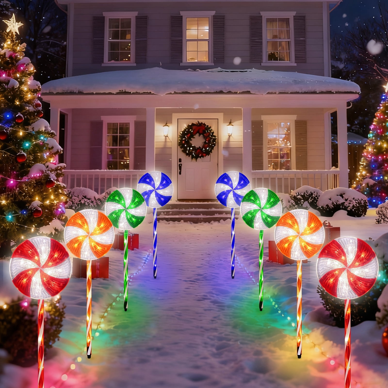 Ktinnead 8 Pack Christmas Solar Pathway Lights, 27