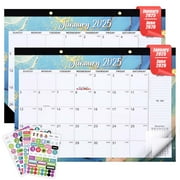Ktinnead 2 Pack Desk Calendar Jan 2025-Jun 2026, 18 Monthly 17 x 12" Desktop/Wall Calendar for Home School Office
