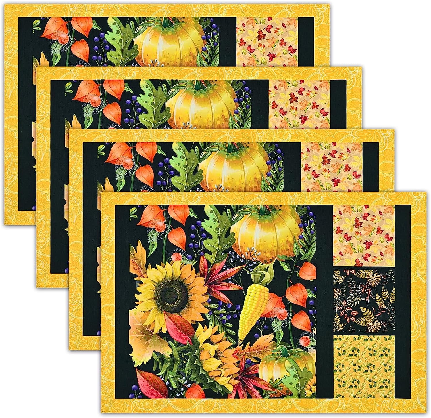 Ktinnead Fall Placemats Set of 4,Thanksgiving Fall Maple Leaves