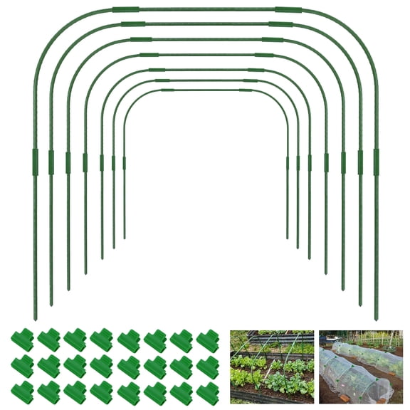 Ktinnead Greenhouse Hoops Grow Tunnel for Raised Beds,Garden Hoops Bracket Kit Plants Support Frames for Outdoor Vegetable Fruits Flowers Vine Climbing Pole,10 Sets 41.3"x32"