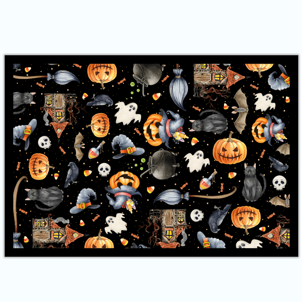 Ktinnead Halloween Placemats Set of 4 Black Cat Pumpkin Ghost Place