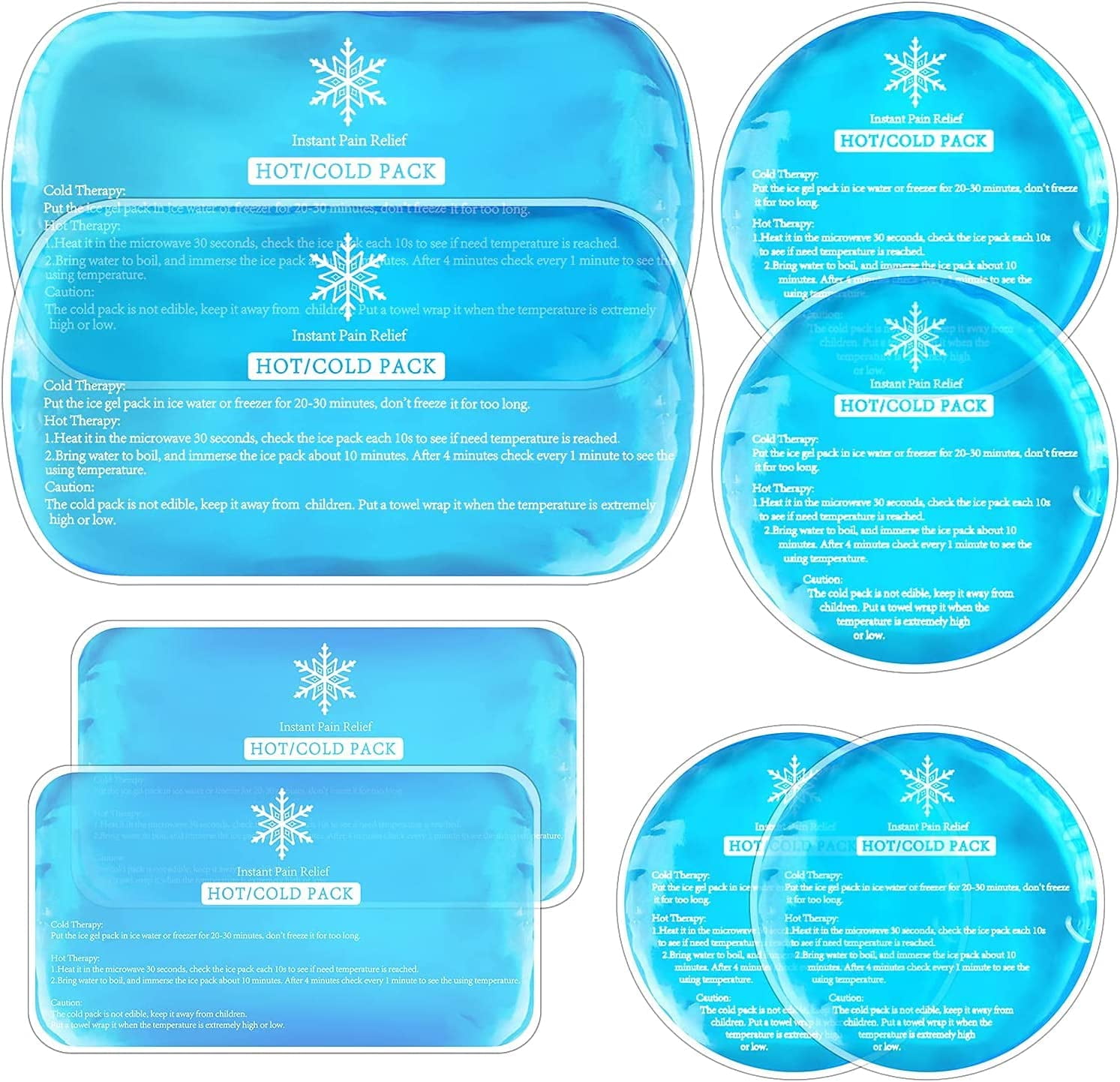 Ktinnead Ice Packs for Injuries Reusable, 8 Pack Soft Gel Ice Packs