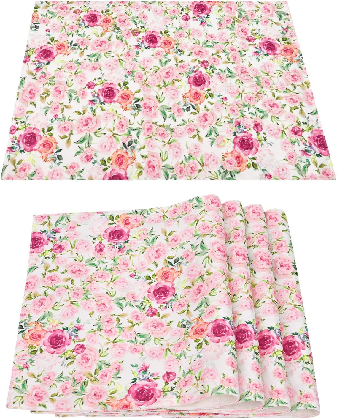 Ktinnead Mother's Day Placemats Set of 4,Vintage Romantic Bloom Floral