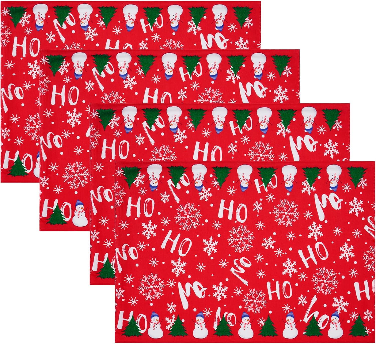 Ktinnead Red Christmas Placemats Set of 4 Snowman Snowflake Place Mats