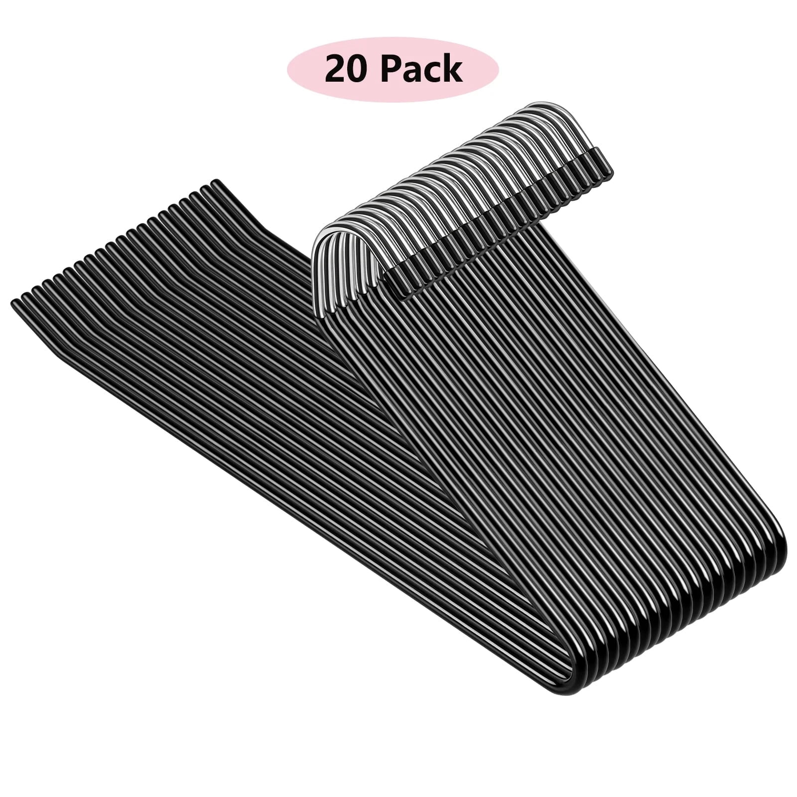 Ktinnead Slack/Trousers Pants Hangers Space Saving,20 Pack Strong and Durable Trouser Hangers,Open Ended Easy Slide Anti-Rust Metal Rubber Coating Jeans Hangers