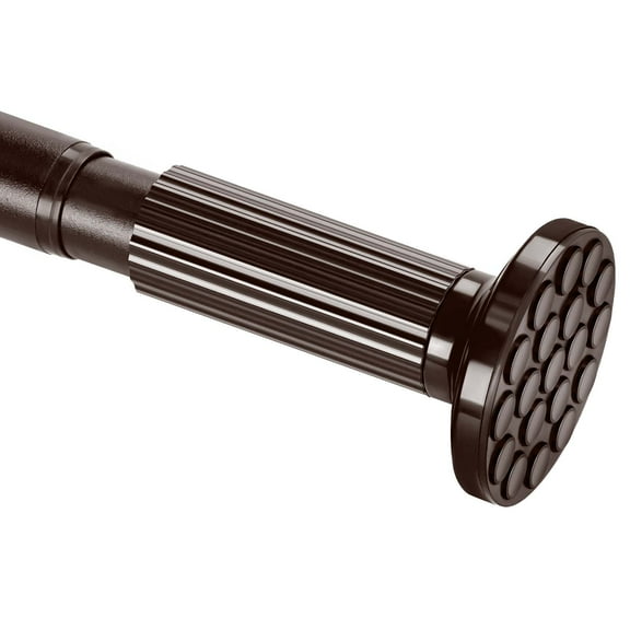 Ktinnead Tension Curtain Rod 51-128in, Extra Long Curtain Rod No Drilling for Window or Bathroom Patio, Adjustable Spring Shower Curtain Rod, Easy to Install Never Rust, Rod Diameter 1.26in-Brown