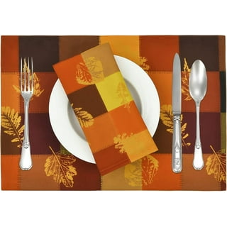 Fall Leaves Dish Drying Mat for Kitchen Counter Orange Thanksgiving Dish Mat