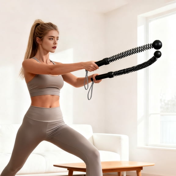 Ktlvex 2 PCS Weighted Cordless Battle Ropes - Adjustable Resistance and Portable Ropeless Battle Ropes with Non Slip Handles - Low-Noise Exercise Rope, Black