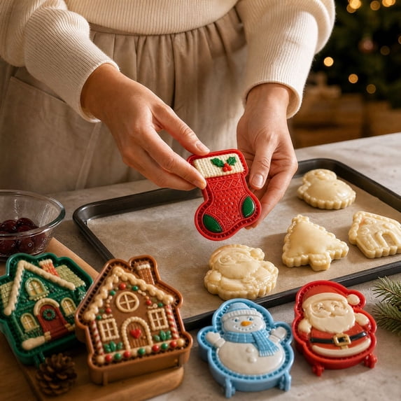 Ktlvex 2026 New Christmas Mini Pie Molds, Reusable Embossed Hand Press ...