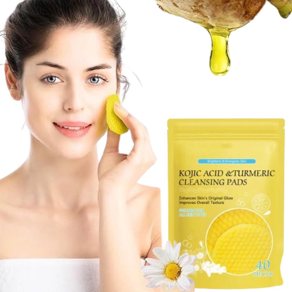 Ktlvex 40PCS Turmeric Kojic Acid Cleansing Pads Brighten & Exfoliate Face & Body for Glowing