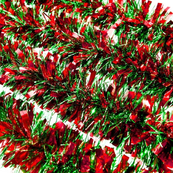 Ktlvex 6.56FT Christmas Tinsel Garland Decorations, Christmas Metallic Twist Garland Ceiling Hanging Decorations,Party Birthday Holiday Indoor Outdoor Supplies (Red & Green )