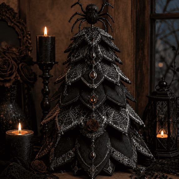 Ktlvex DIY Halloween Quilted Fabric Tree Kit Handmade Halloween Tabletop Tree Decor Sewing Craft Kit for Holiday Home Decoration & Gift (G)