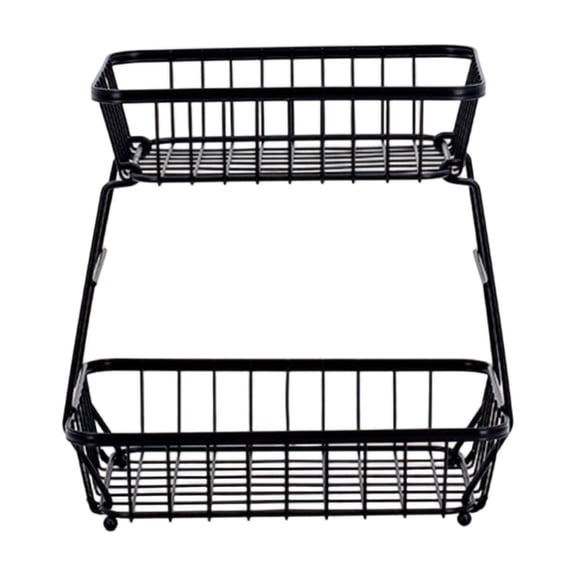 Ktlvex Detachable Double-Layer Fruit Basket for Kitchen & Living Room – Metal, Black Desktop Storage Rack