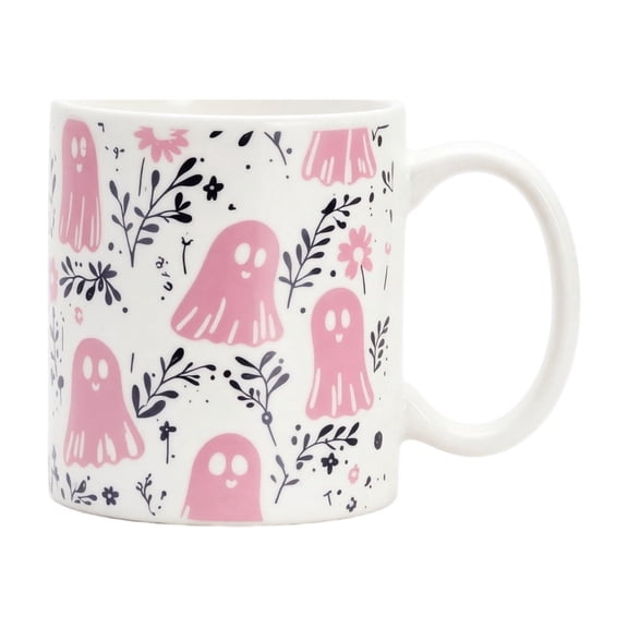 Ktlvex Halloween Cute Ghost Ceramic Mug, 11 oz, 3.9×3.1in Mug for Coffee, Tea, Home & Office Decor – Multicolor