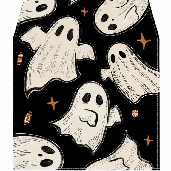 Ktlvex Halloween Table Runner 72 Inches Washable Farmhouse Table Linen Holiday Party Dining Decor Entryway Mantel Kitchen Spooky Home Decor (C)